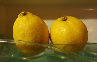 冷蔵庫の中のレモン