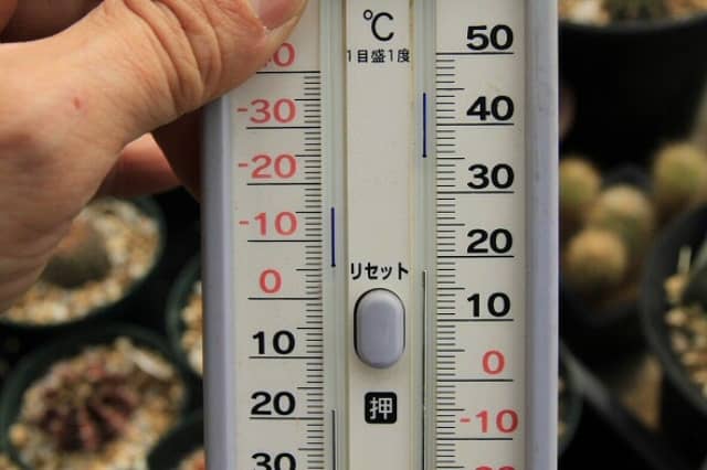 氷点下を示している温度計